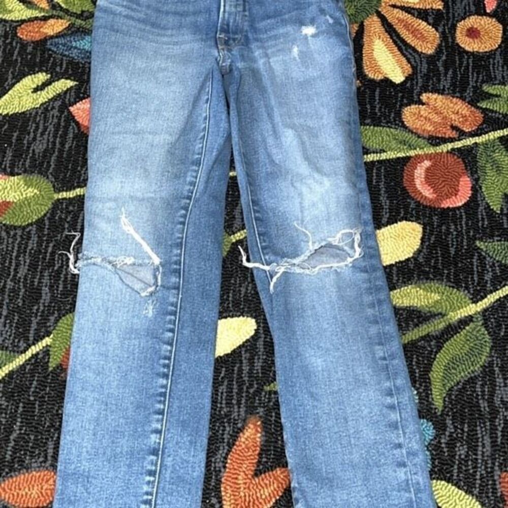 Good American Straight Leg Distressed Denim Jeans Size 0/25
